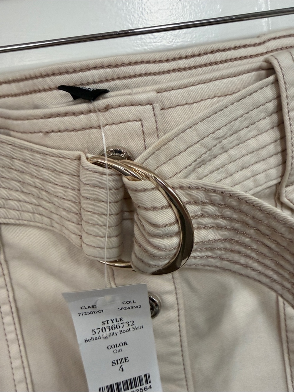 White House Black Market NWT Belted Snap Up Front Utility Boot Skirt in Oat 4 - Picture 4 of 6